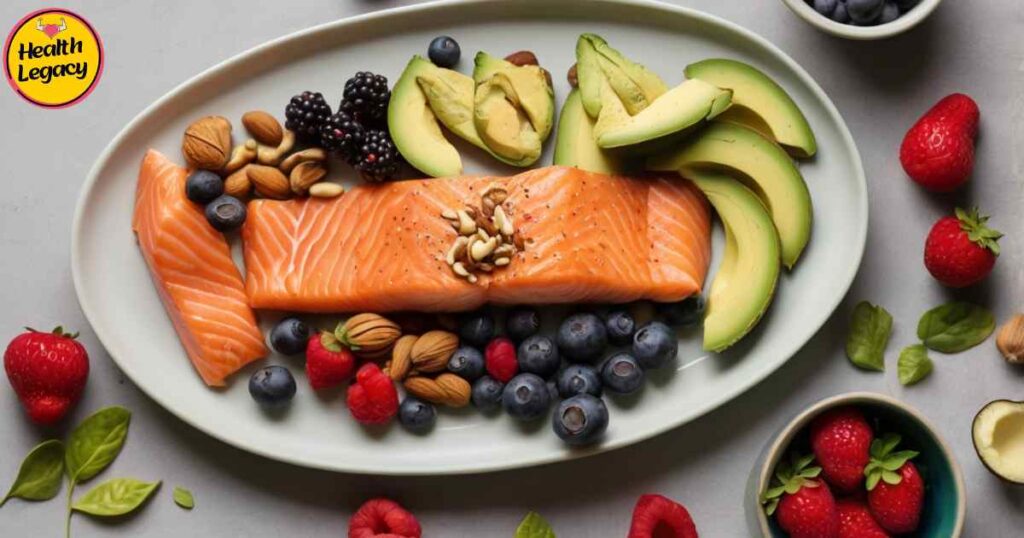 Plate of heart-healthy foods