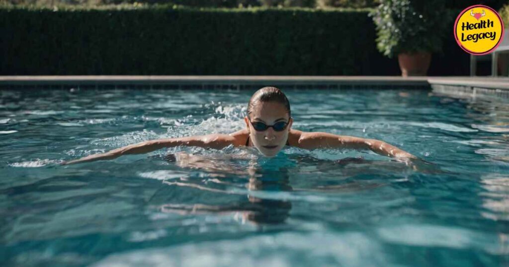 Swimmer in pool for low-impact weight loss exercise