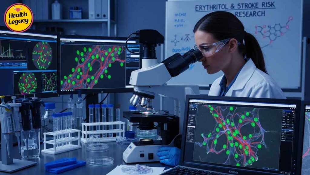 Scientist studying brain cells for erythritol research