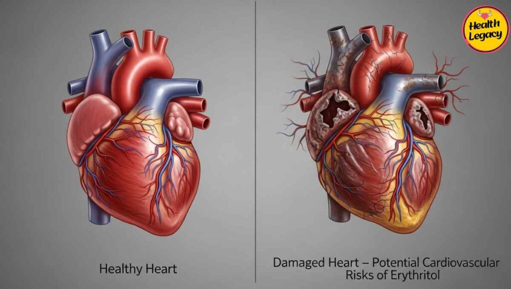 Split image of healthy and damaged heart
